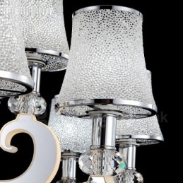 Lampadario moderno contemporaneo dimmerabile a 6 luci in acciaio con paralume in vetro