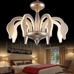 Lampadario moderno contemporaneo dimmerabile a 8 luci in acciaio con paralume in acrilico