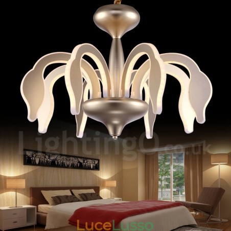 Lampadario moderno contemporaneo dimmerabile a 8 luci in acciaio con paralume in acrilico Lampadario moderno contemporaneo dimmerabile a 8 luci in acciaio con paralume in acrilico