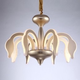 Lampadario moderno contemporaneo dimmerabile a 8 luci in acciaio con paralume in acrilico