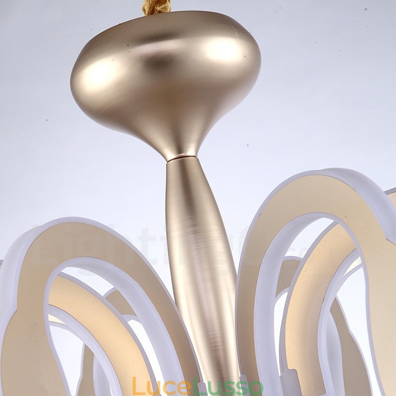 Lampadario moderno contemporaneo dimmerabile a 8 luci in acciaio con paralume in acrilico