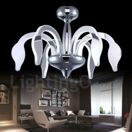 Lampadario moderno contemporaneo dimmerabile a 6 luci in acciaio con paralume in acrilico