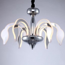 Lampadario moderno contemporaneo dimmerabile a 6 luci in acciaio con paralume in acrilico