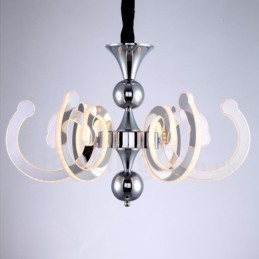 Lampadario moderno contemporaneo dimmerabile a 6 luci in acciaio con paralume in acrilico