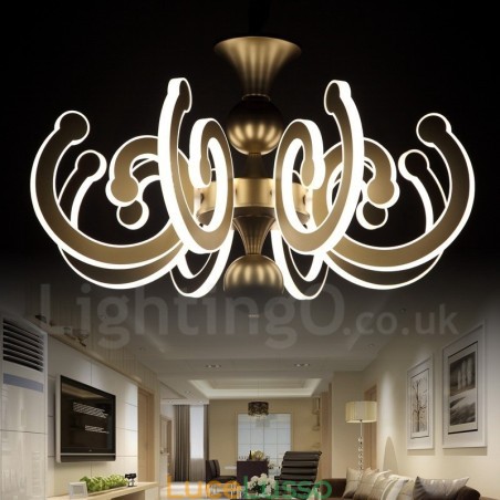 Lampadario moderno contemporaneo dimmerabile a 8 luci in acciaio con paralume in acrilico Lampadario moderno contemporaneo dimmerabile a 8 luci in acciaio con paralume in acrilico