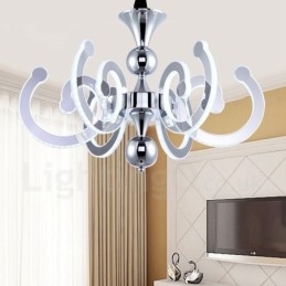 Lampadario moderno contemporaneo dimmerabile a 8 luci in acciaio con paralume in acrilico