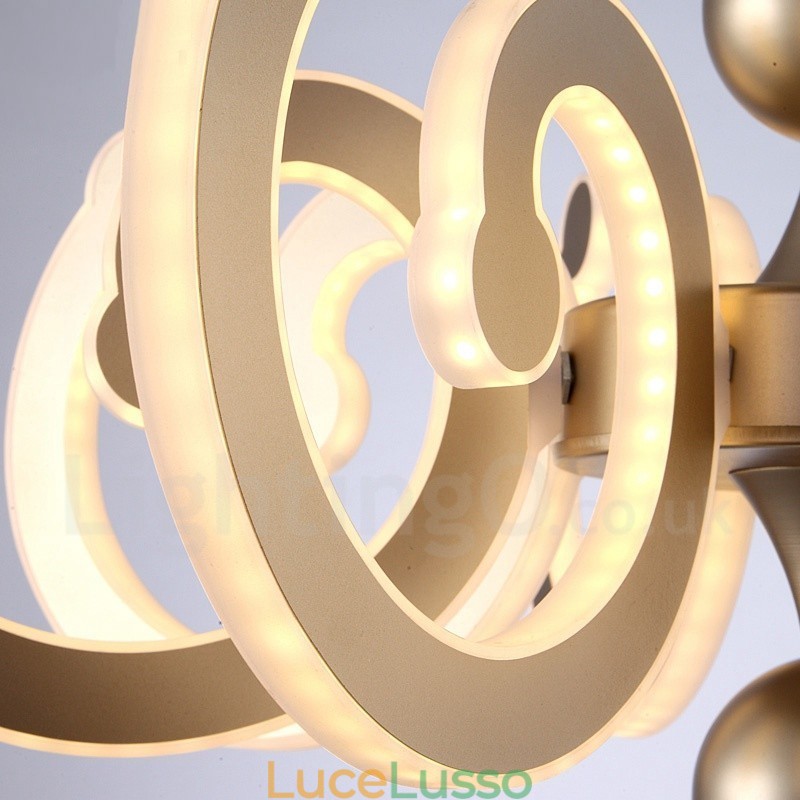 Lampadario moderno contemporaneo dimmerabile a 8 luci in acciaio con paralume in acrilico