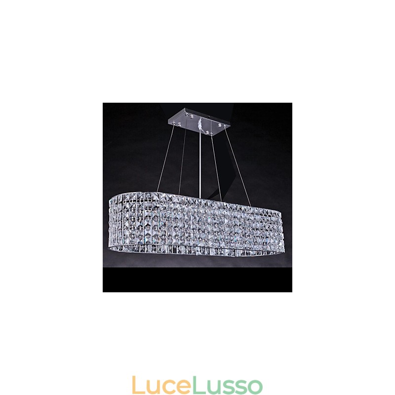 Lampadario moderno in cristallo cromato contemporaneo