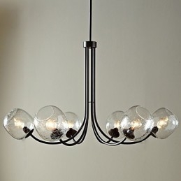 Lampadario tradizionale con 6 luci e paralume in vetro a bolle