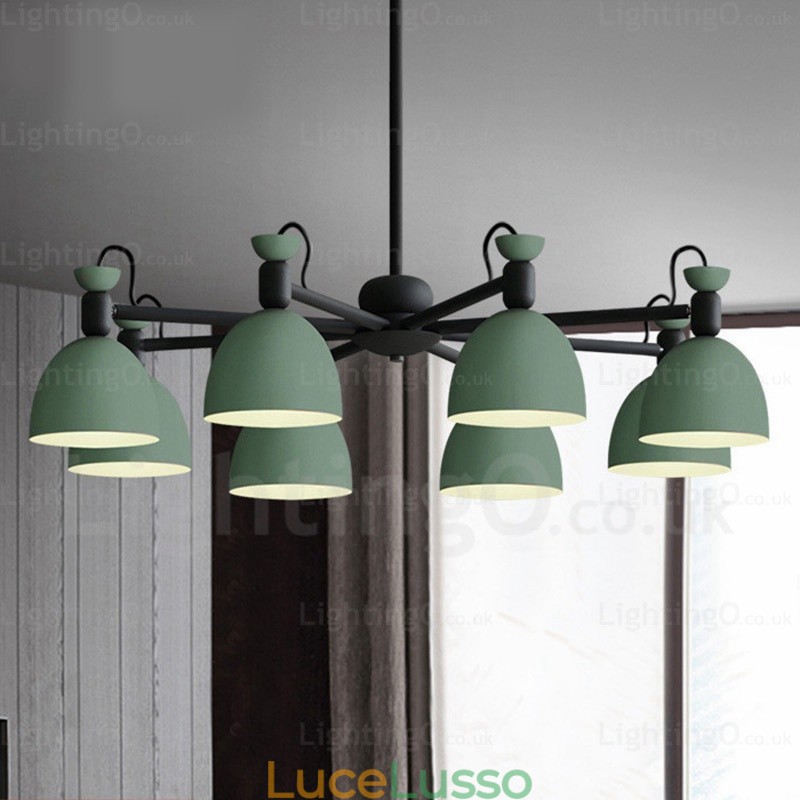 Lampadario nordico a 8 luci con paralume in lega di alluminio