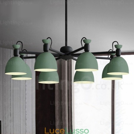Lampadario nordico a 8 luci con paralume in lega di alluminio