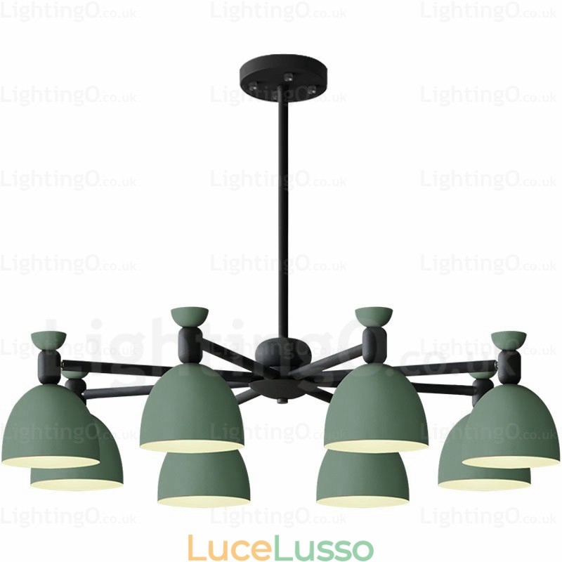 Lampadario nordico a 8 luci con paralume in lega di alluminio