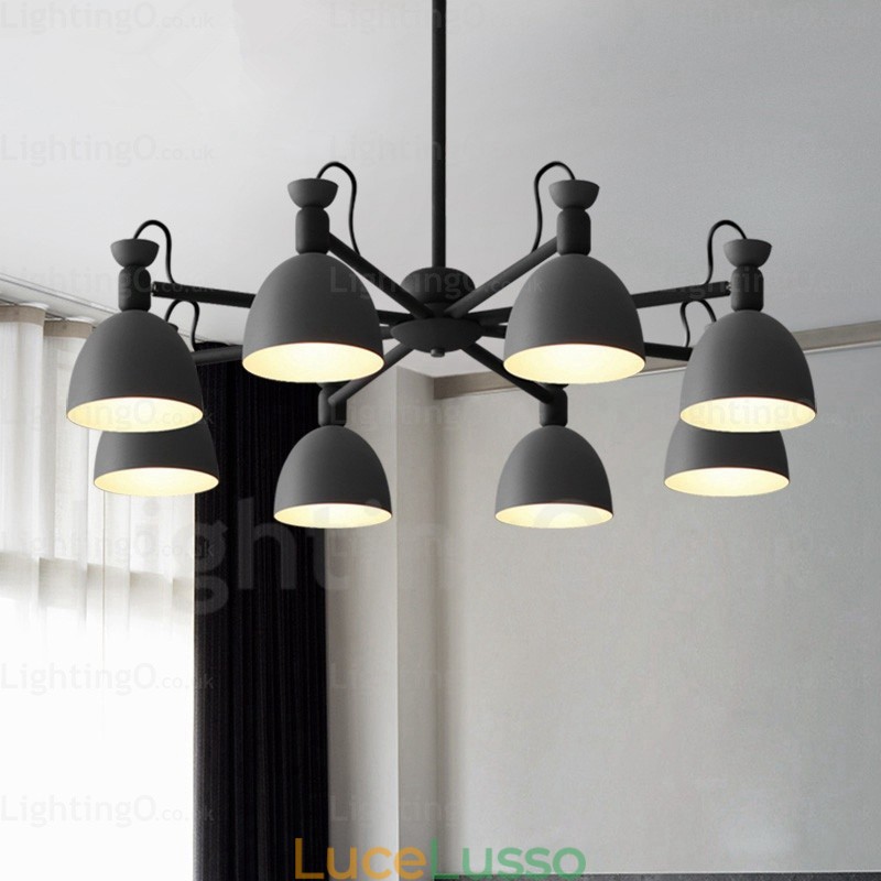 Lampadario nordico a 8 luci con paralume in lega di alluminio