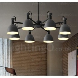 Lampadario nordico a 8 luci con paralume in lega di alluminio