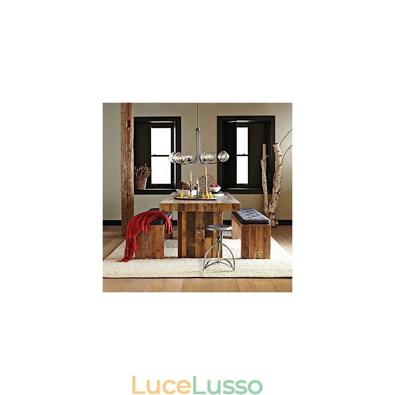 Lampadario tradizionale con 6 luci e paralume in vetro a bolle