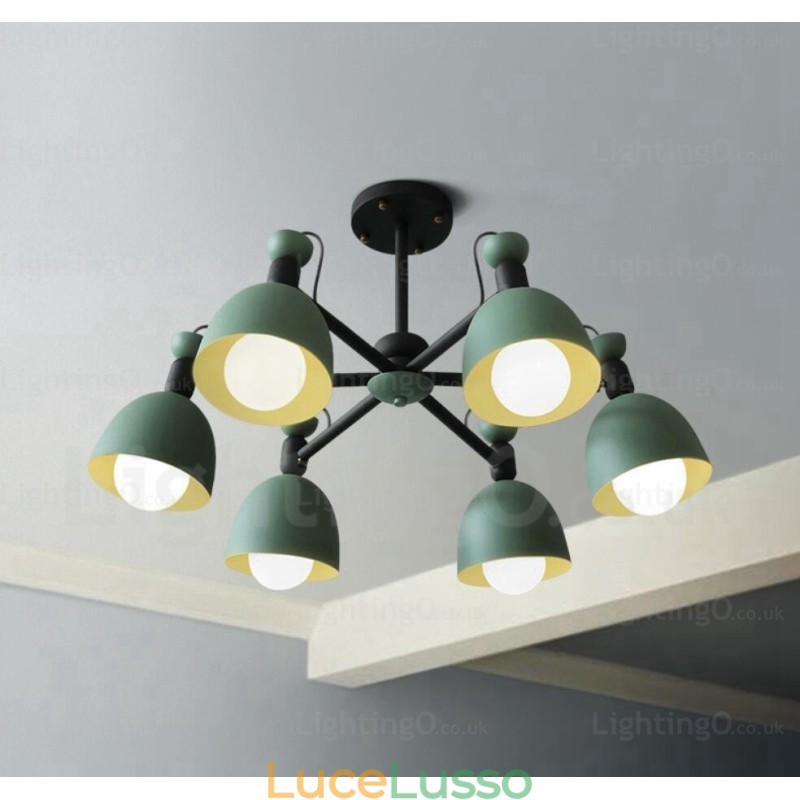 Lampadario nordico a 6 luci con paralume in lega di alluminio