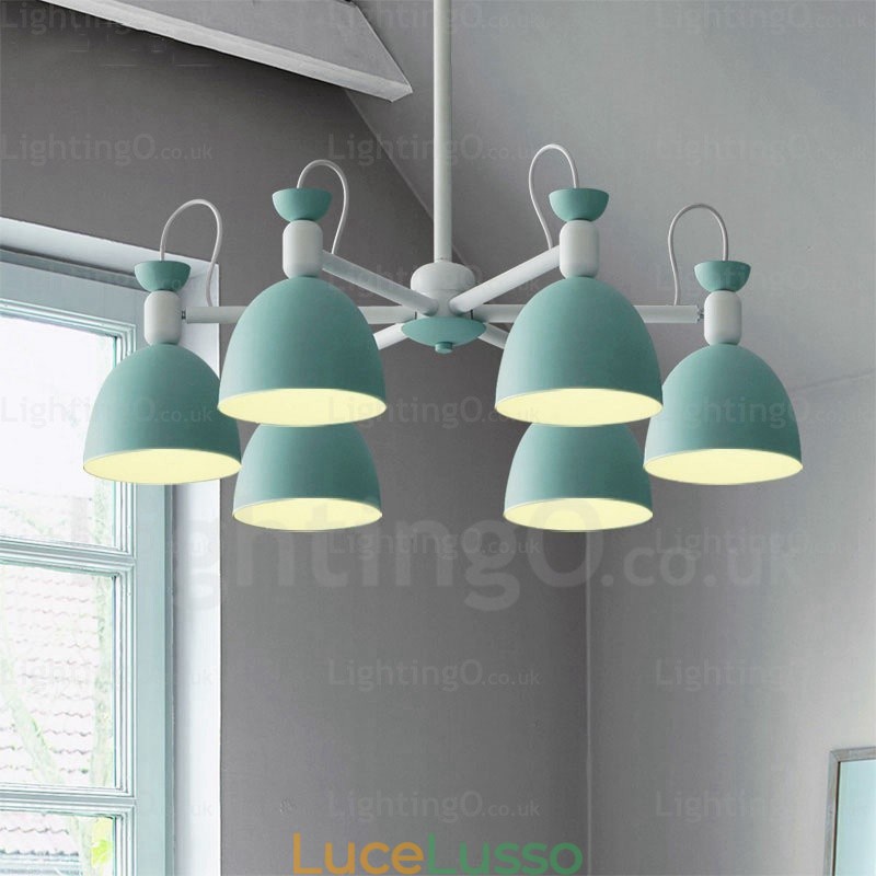 Lampadario nordico a 6 luci con paralume in lega di alluminio