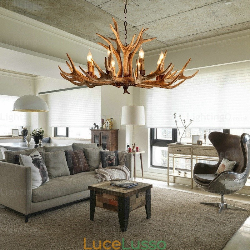 Lampadario moderno contemporaneo nordico rustico country a 8 luci