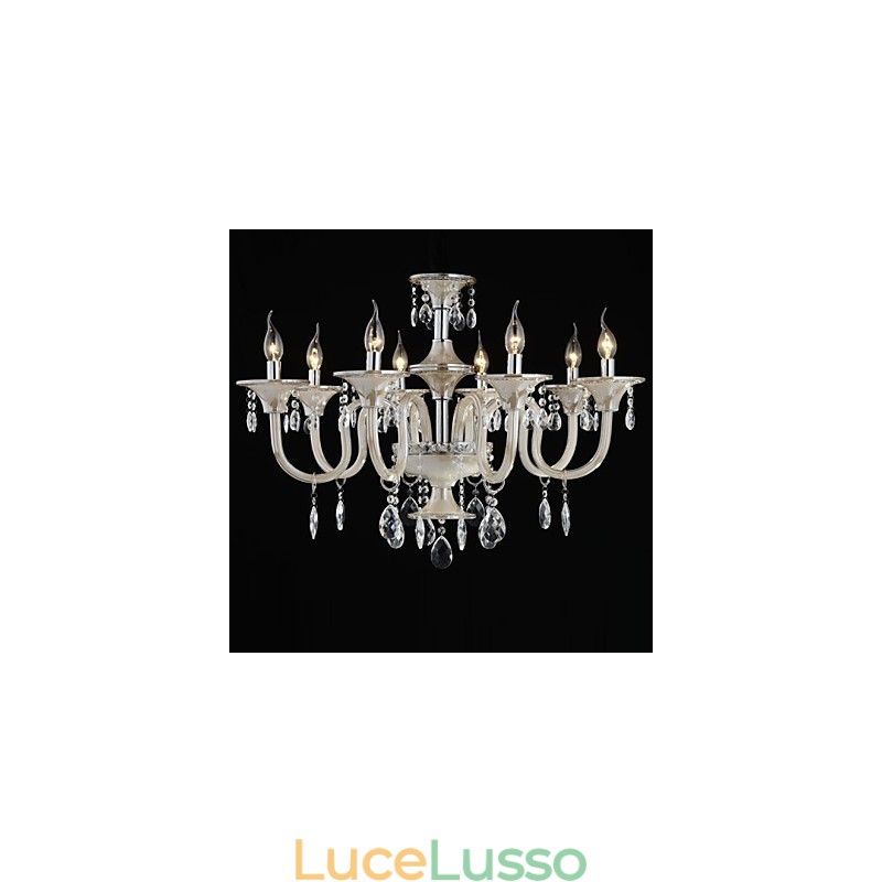 8 luci Lo stile del lampadario in vetro del palazzo con lampadina a candela