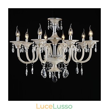 8 luci Lo stile del lampadario in vetro del palazzo con lampadina a candela 8 luci Lo stile del lampadario in vetro del palazzo con lampadina a candela