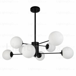 Lampadario moderno contemporaneo a 8 luci con paralume in vetro