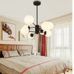 Lampadario moderno contemporaneo a 8 luci con paralume in vetro