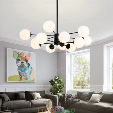 Lampadario nordico a 12 luci con paralume in vetro Lampadario nordico a 12 luci con paralume in vetro