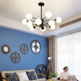 Lampadario nordico a 12 luci con paralume in vetro