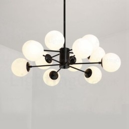 Lampadario nordico a 12 luci con paralume in vetro