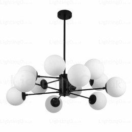 Lampadario nordico a 12 luci con paralume in vetro