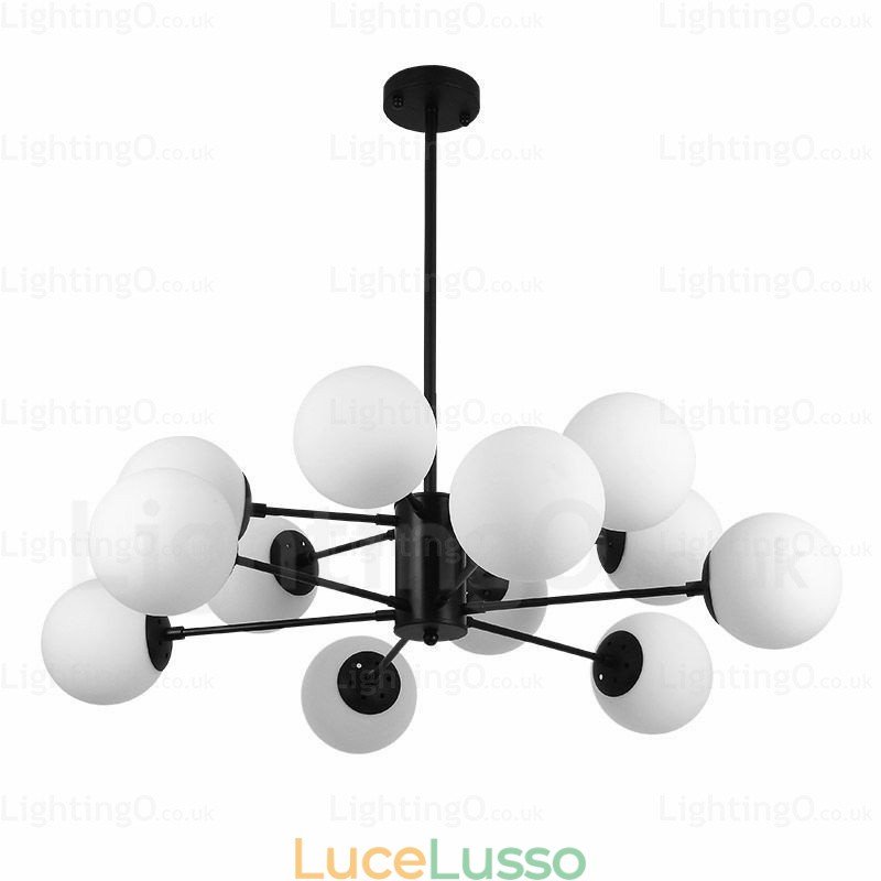 Lampadario nordico a 12 luci con paralume in vetro