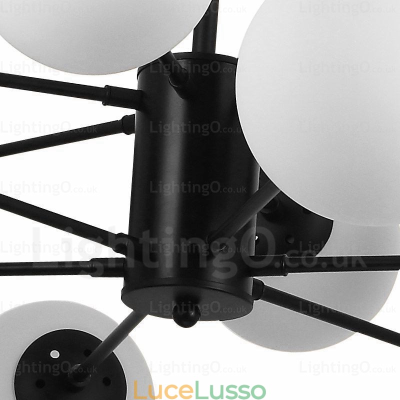 Lampadario nordico a 12 luci con paralume in vetro