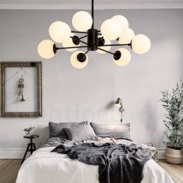 Lampadario nordico a 12 luci con paralume in vetro