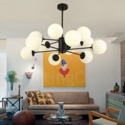 Lampadario nordico a 12 luci con paralume in vetro