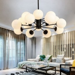 Lampadario nordico a 16 luci con paralume in vetro