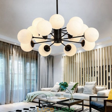 Lampadario nordico a 16 luci con paralume in vetro Lampadario nordico a 16 luci con paralume in vetro