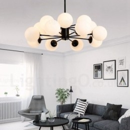 Lampadario nordico a 16 luci con paralume in vetro