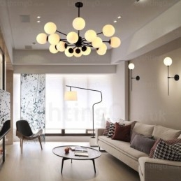 Lampadario nordico a 16 luci con paralume in vetro