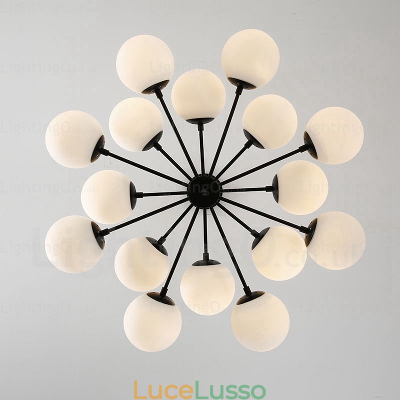 Lampadario nordico a 16 luci con paralume in vetro