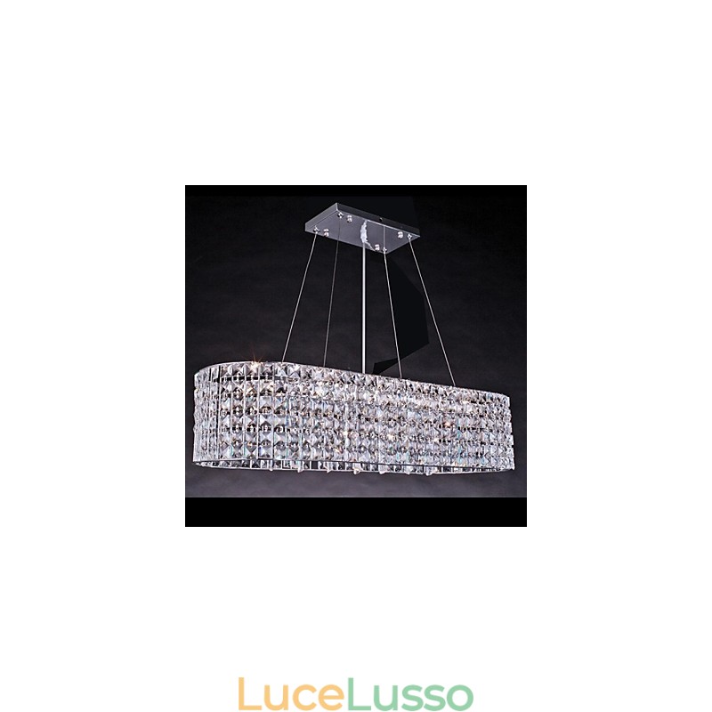 Lampadario moderno in cristallo cromato contemporaneo