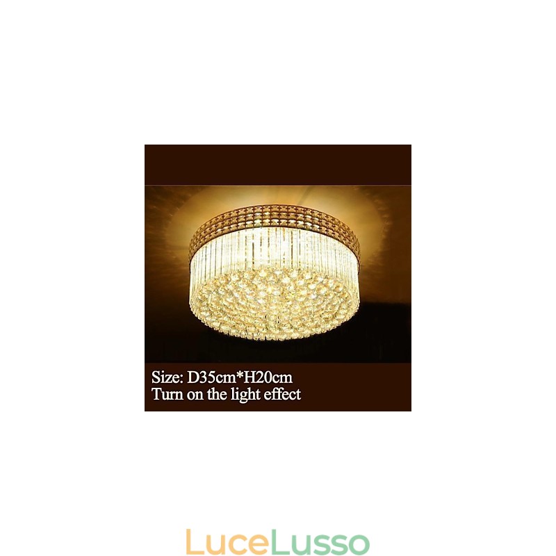 Lampadario moderno di lusso in cristallo con cupola di assorbimento della luce, diametro 35 cm, contiene 3 lampadine.