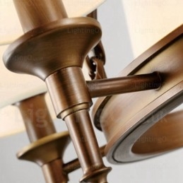 Lampada a sospensione rustica in stile nordico a 8 luci con paralume in tessuto