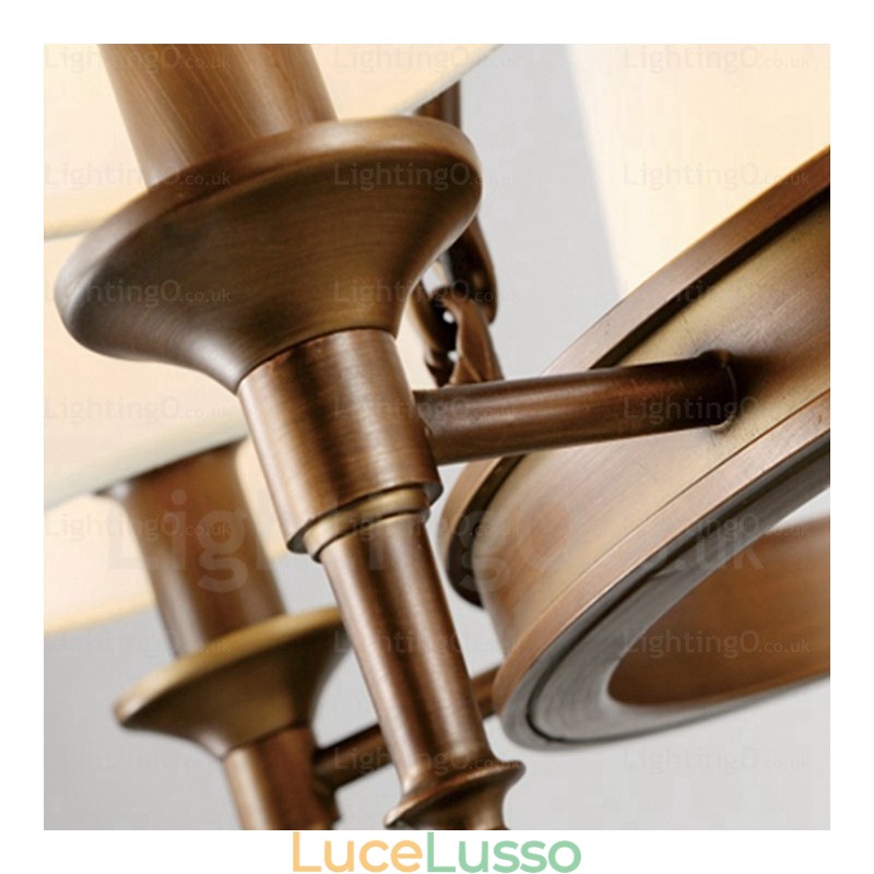 Lampada a sospensione rustica in stile nordico a 8 luci con paralume in tessuto