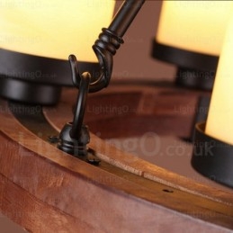 Lampada a sospensione rustica da 6 luci con paralume in vetro