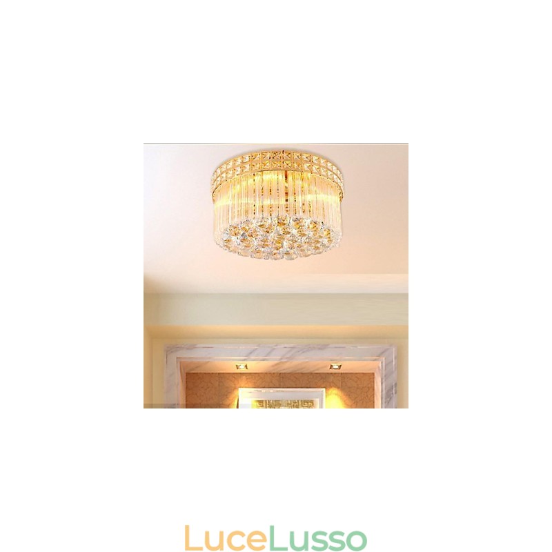 Lampadario moderno di lusso in cristallo con cupola di assorbimento della luce, diametro 35 cm, contiene 3 lampadine.
