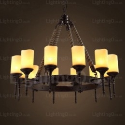 Lampada a sospensione retrò vintage rustico country da 12 luci con paralume in vetro