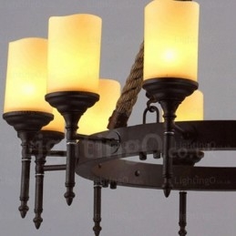 Lampada a sospensione retrò vintage rustico country da 12 luci con paralume in vetro
