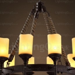 Lampada a sospensione retrò vintage rustico country da 12 luci con paralume in vetro