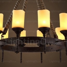 Lampada a sospensione retrò vintage rustico country da 12 luci con paralume in vetro