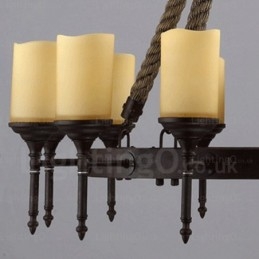 Lampada a sospensione retrò vintage rustico country da 12 luci con paralume in vetro